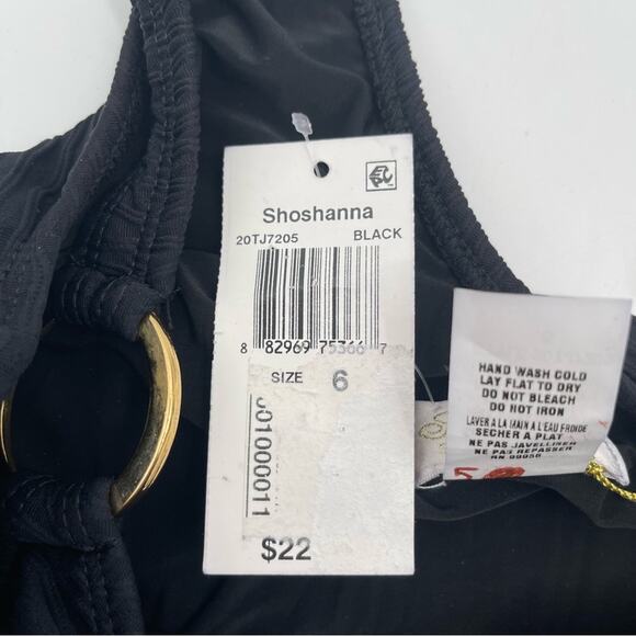 SHOSHANNA Swimsuit One Piece One Shoulder Black Tide Jacquard Textured NWT SZ 6 - Picture 7 of 14